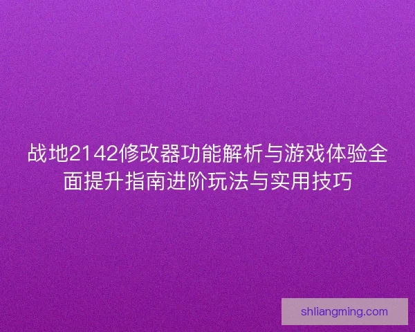 战地2142修改器功能解析与游戏体验全面提升指南进阶玩法与实用技巧
