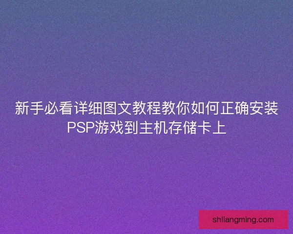 新手必看详细图文教程教你如何正确安装PSP游戏到主机存储卡上